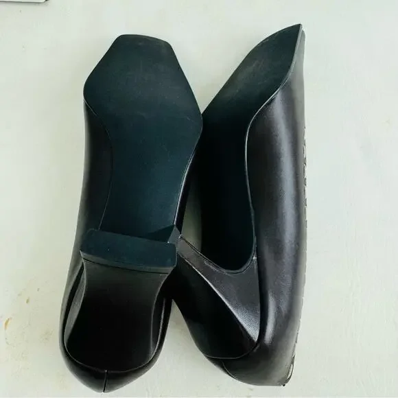 Eddie Bauer Pumps Heels‎ Dark Brown Leather Squared Toe Slip On Shoes Size 7M - Picture 10 of 12